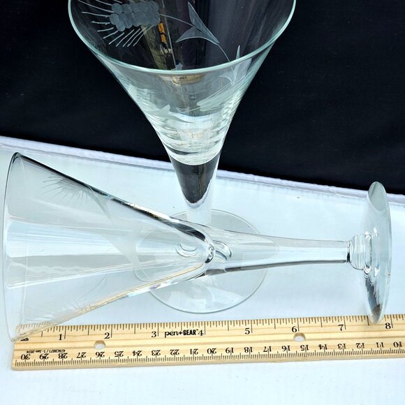 2 Javit Fine Wheat Wine Water Goblet 7.5" cut glasses midcentury 50s made in USA - Picture 8 of 8